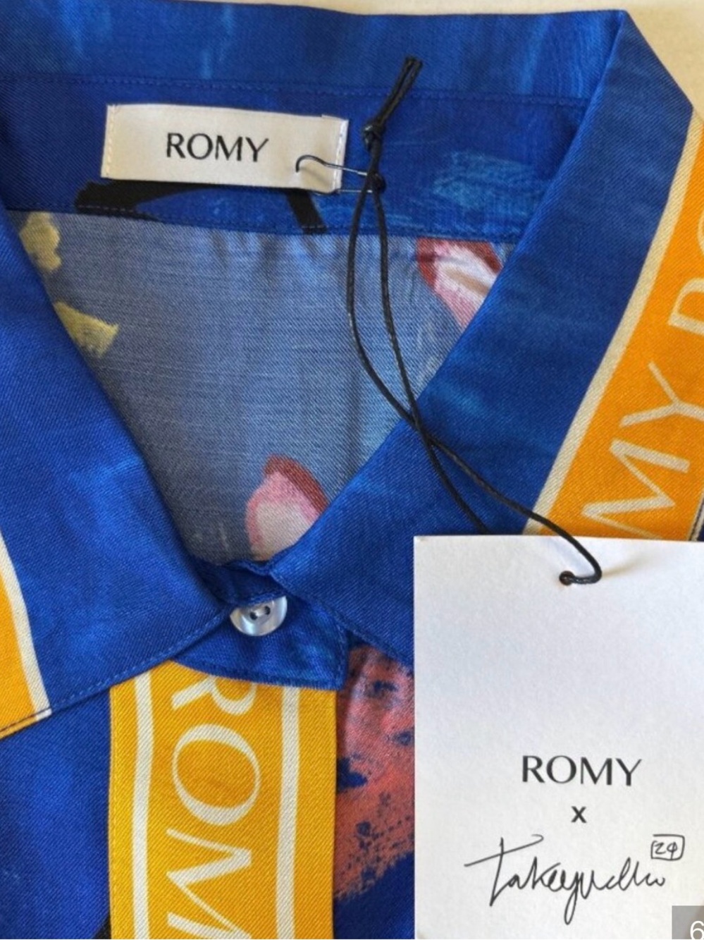 Romy Bold Blue Button-Front Dress with Yellow Stripe - Picture 5 of 5